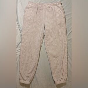 Joyspun PJ Bottoms | M (8-10) | Comfy Cable Knit Fleece | Cozy‎ | Winter White